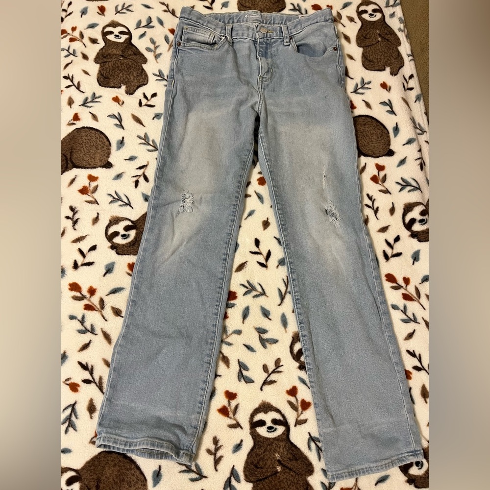 Loks navy straight ripped blue jeans